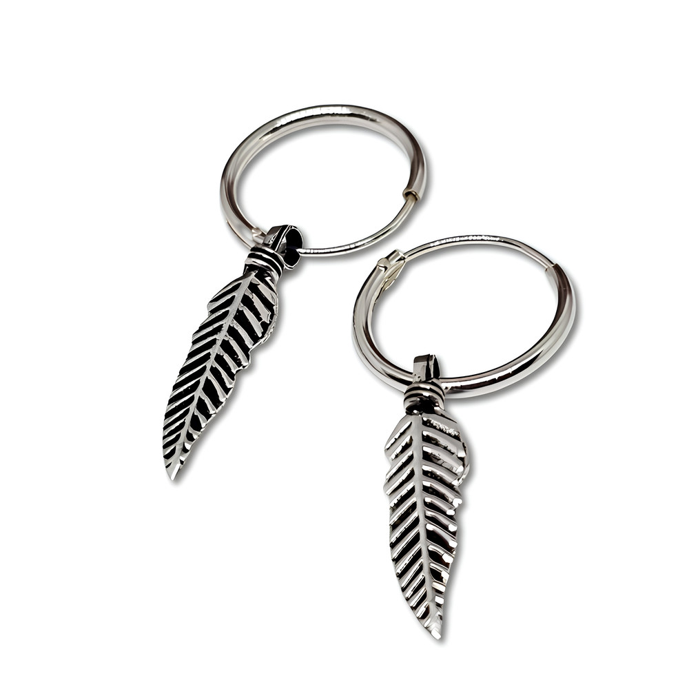 Pendientes de plumas 925 plata de ley 12 mm aro con bisagras pendientes de án...