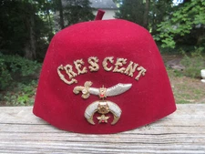 Vintage Shriners Cresent Fez Hat Embroidered with Gold Braid