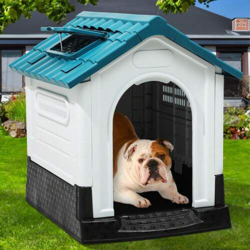 Folding Large Dog House Outdoor Plastic Doghouse With Skylight And Elevated Base