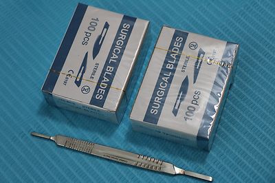 NEW 2 Surgical Scalpel Blade Handle Holder #3 & #4 Two In One Fits On All Blade - Foto 9
