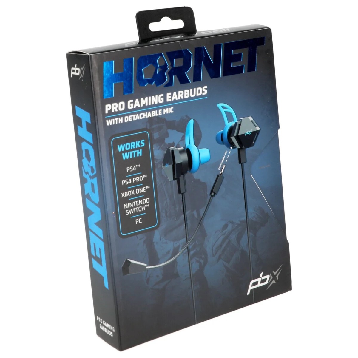 Pro Gaming Earbuds with Detachable Mic (Hornet-PBGH10BL) Ships 