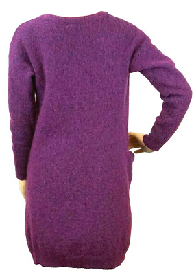 ICHI Open Cardigan Women Size S Lambswool Mohair Blend Thick Knit Hand Pockets