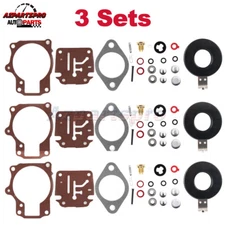 3x Carburetor Rebuild Repair Kit w/Float For Johnson Evinrude Outboard Sail DR