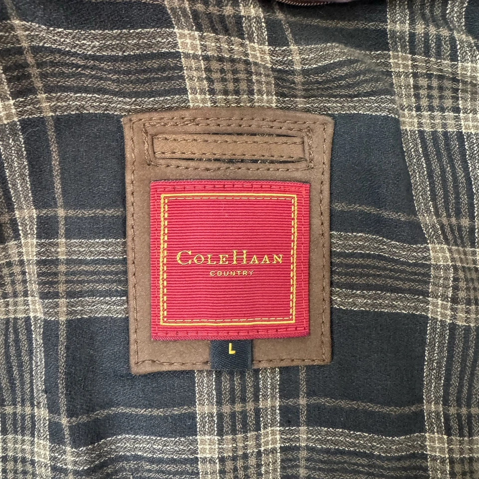 Chaqueta Bomber Cole Haan Country Para Hombre Gamuza Cuero Cuadros Interior Talla Grande Foto 3 de 4