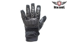 Black Full Finger Leather Motorcycle Biker Riding Knuckle Protectors Gloves