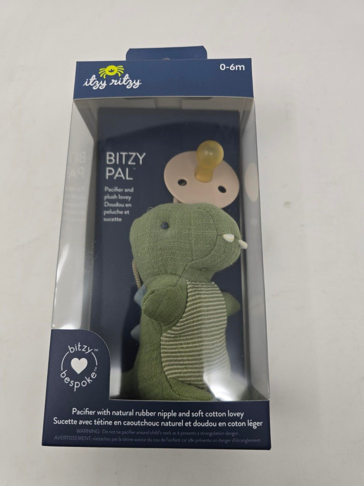 Itzy Ritzy Bitzy Pal Dino Natural Rubber Pacifier & Stuffed Animal 0-6m