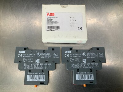 (2) ABB SK1-11 Signaling Contact, Screw Terminals, 1 NO + 1 NC, Manual Reset