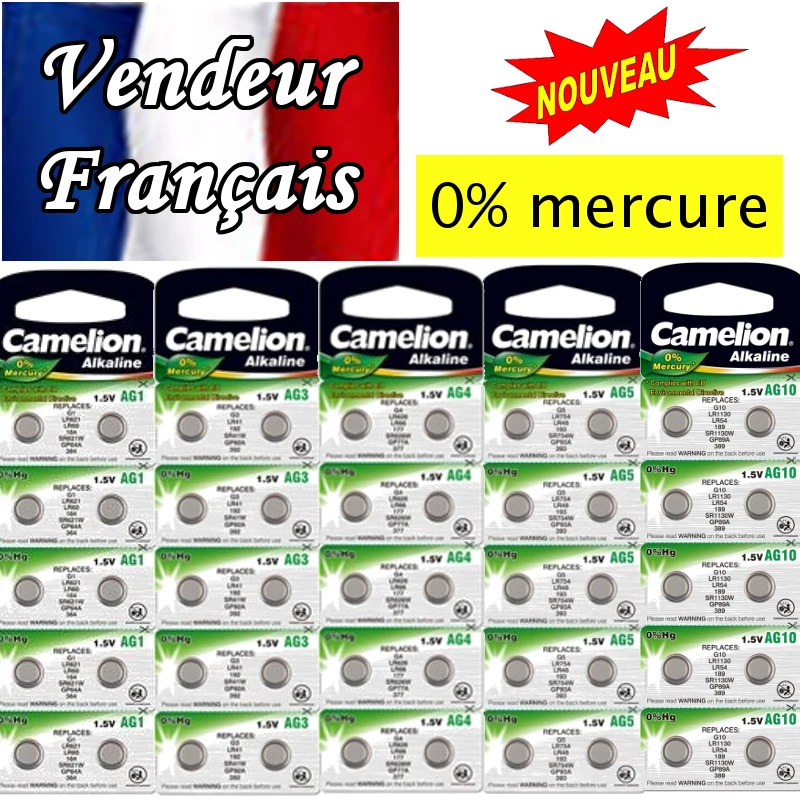 Pile montre pile bouton AG1 LR621 LR60 164 SR621W GP64A 364 Livraison  offerte