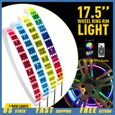 4x 17.5" Brightest QUAD ROW Multi-color RGB LED Car Truck Wheel Rings Rim Lights