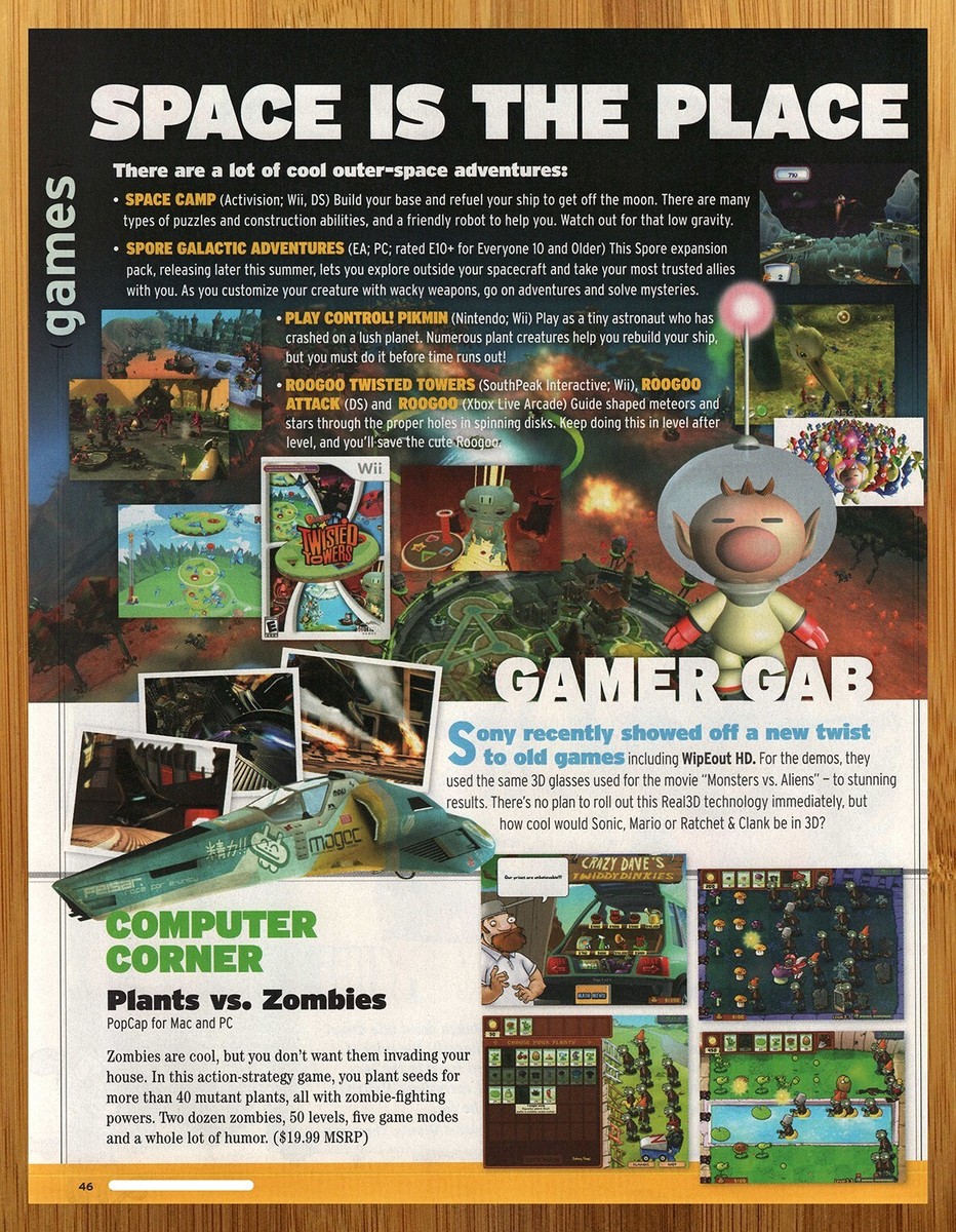 2009 Pikmin/Plants vs Zombies Nintendo Wii PC Print Ad/Poster Game