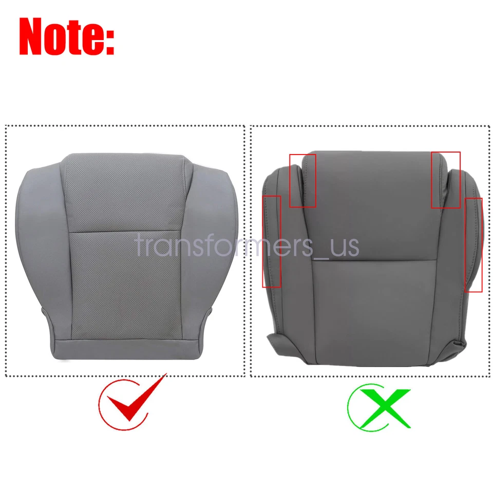 For 2007 to 2013 Toyota Sequoia Driver Bottom Perforated Leather Seat Cover Gray - Image 2 of 4