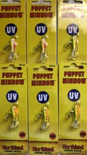 Northland Tackle Puppet Minnow Ice Fishing Lure UV Glow 1/8 oz 1.5" Lot Of 6 S7