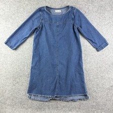 Madewell Denim Shirt Dress Womens XS Med Wash Western Boho Cowgirl Raw Step Hem*
