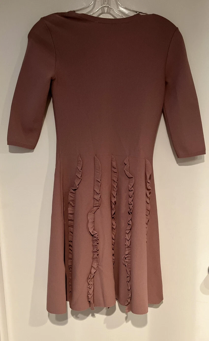 Abito Valentino SPA Blush Mauve manica a 3 4 viscosa arricciacapelli Italia Classico XS Nuovo