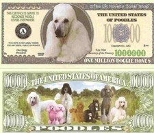 Poodle Dog Puppy Lovers One Million Dollar Bills x 2 Gift New