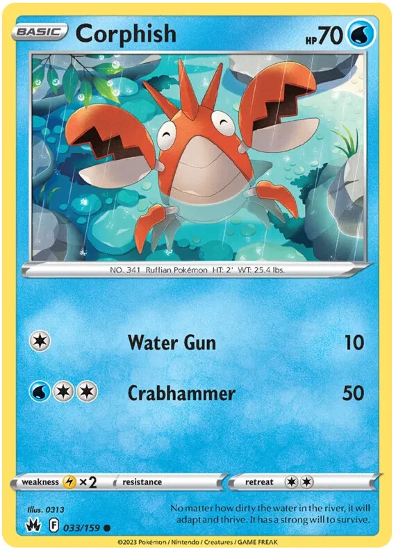 Corphish Pokemon TCG Card 033/159
