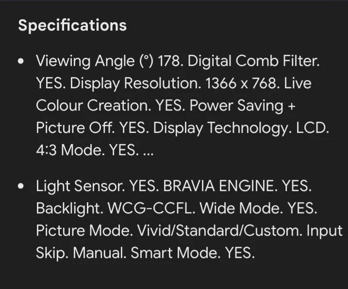 Sony Bravia KDL-32V2500 32” inch HD LCD HDMI TV Digital Television + Remote - Image 2 of 4