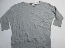 NWT Elle Womens Size L Sweater Gray Elbow Sleeve Crew Neck Beaded Casual