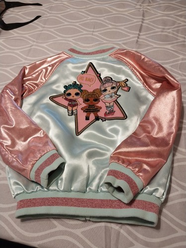 LOL Surprise Dolls Reversible Bomber Jacket Aqua Girl's Size S 6/6X shiny pink