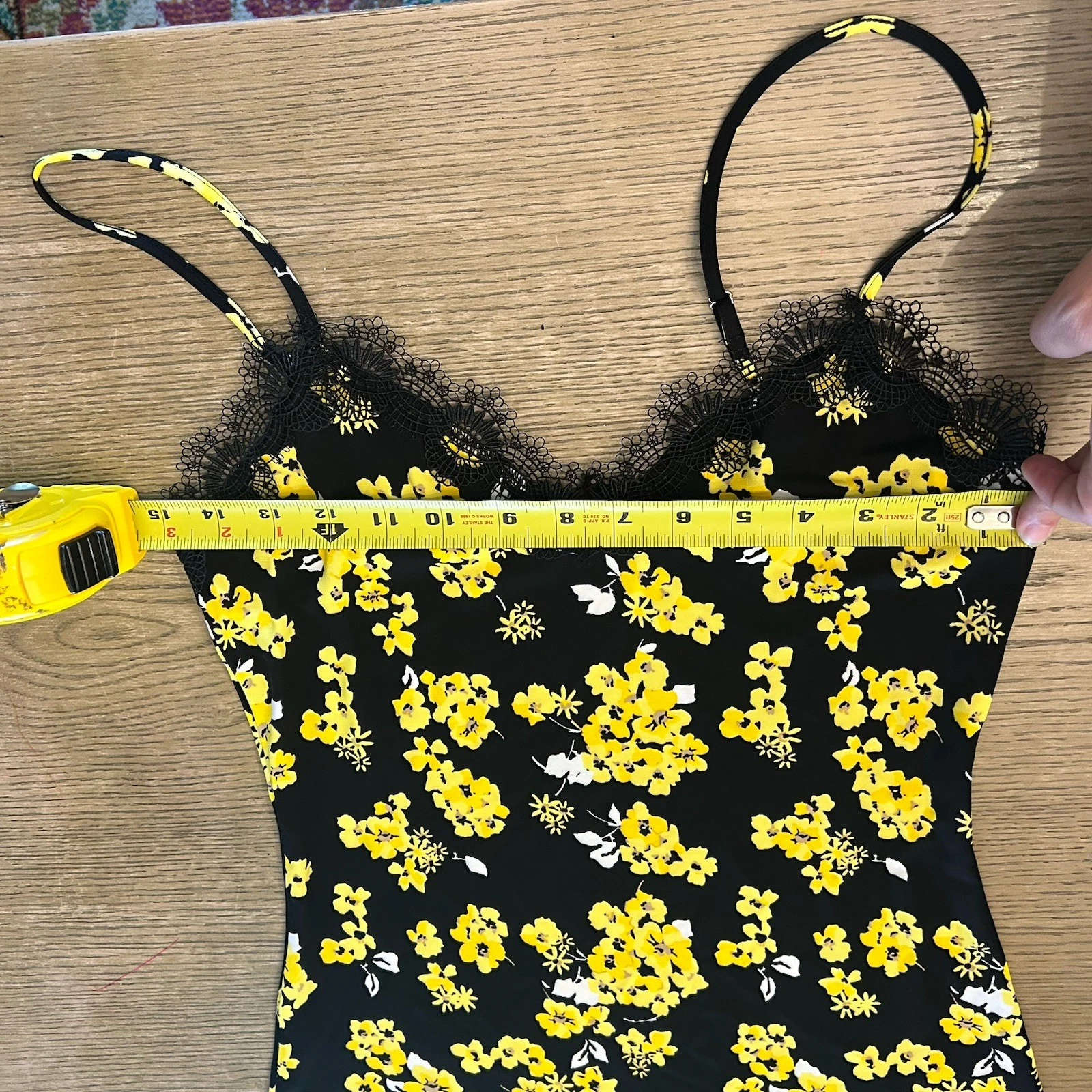 Abito Midi Michael Kors Taglia Glam Fleur Nero Giallo $175 Camper Nuovo con etichette Taglia XS