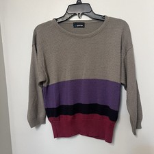 Vtg 80s 90s Panter Colorblock Stripe Preppy Sweater Made In USA Small EUC