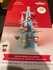 Hallmark Disney MICKEY AND FRIENDS Countdown Calendar & 12 Mini Ornaments