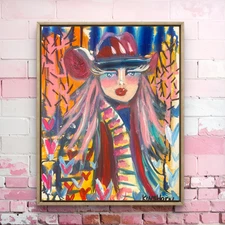 "Miss Wandering Soul" KINGHORN Original Canvas Painting 11" X 14"