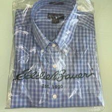 Eddie Bauer NWT Blue 100 Cotton Mens Button-Up L/S Dress Shirt Tall XLT Pocket