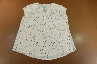 Monday Fun Womens X-Large Off White Polka Dot Channing Button Detail Blouse Top