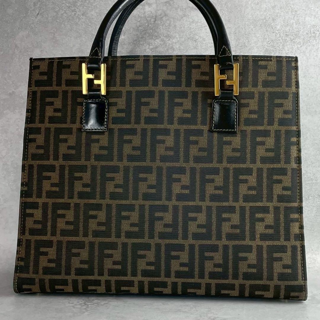FENDI Zucca Tote Bag Handbag 15095 Canvas Beige Black Women From Japan thumbnail 13