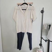 Conjunto Blusa y Pantalón Gianni Versace Talla 42 Años 70 Años 80 Lino Seda LEER
