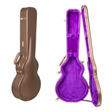 Crossrock Designer Series-Wood Case for Les Paul Electric Guita-Chocolate Brown