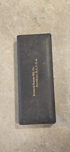 Brown & Sharpe Micrometer No. 48 with brass hard case, black body, and gold text reading “Brown & Sharpe Mfg. Co., Providence, R.I., U.S.A.”