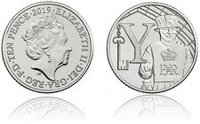 2019 Y Yeoman Warder A-Z 10p Letter Ten Pence Uncirculated Coin UNC