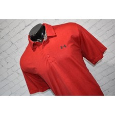 Under Armour Polo Mens XL Red HeatGear Short Sleeve Loose Fit Golf Shirt