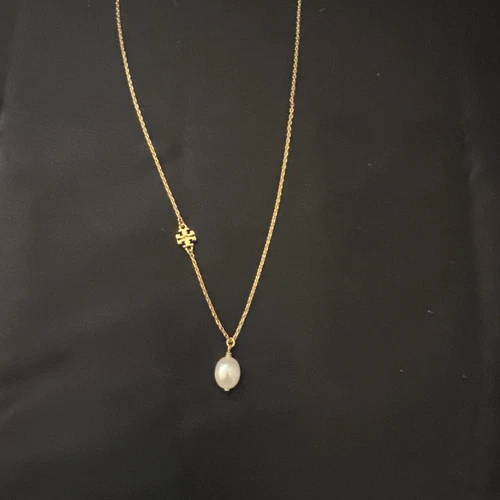 Bracciale Tory Burch logo oro 16” collana perle nuovo con etichetta