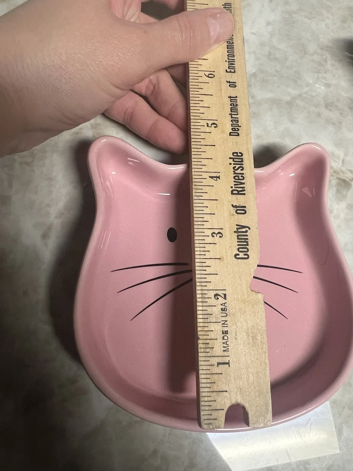 Pink Whisker City Cat Face Ceramic Dishes, Set Of 2 - Image 4 of 4