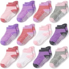 Ankle Grip Socks Girls Multicolor - 12 pair, 1-3 Years