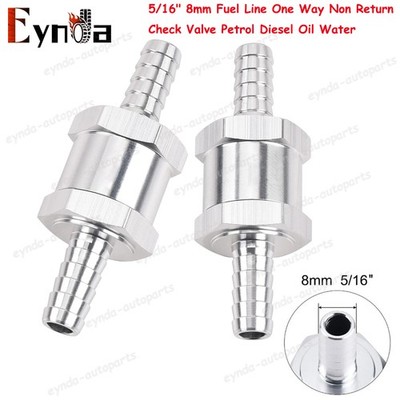 2Pcs 5/16'' 8mm Fuel Line One Way Non Return Check Valve Petrol Diesel Oil Water
