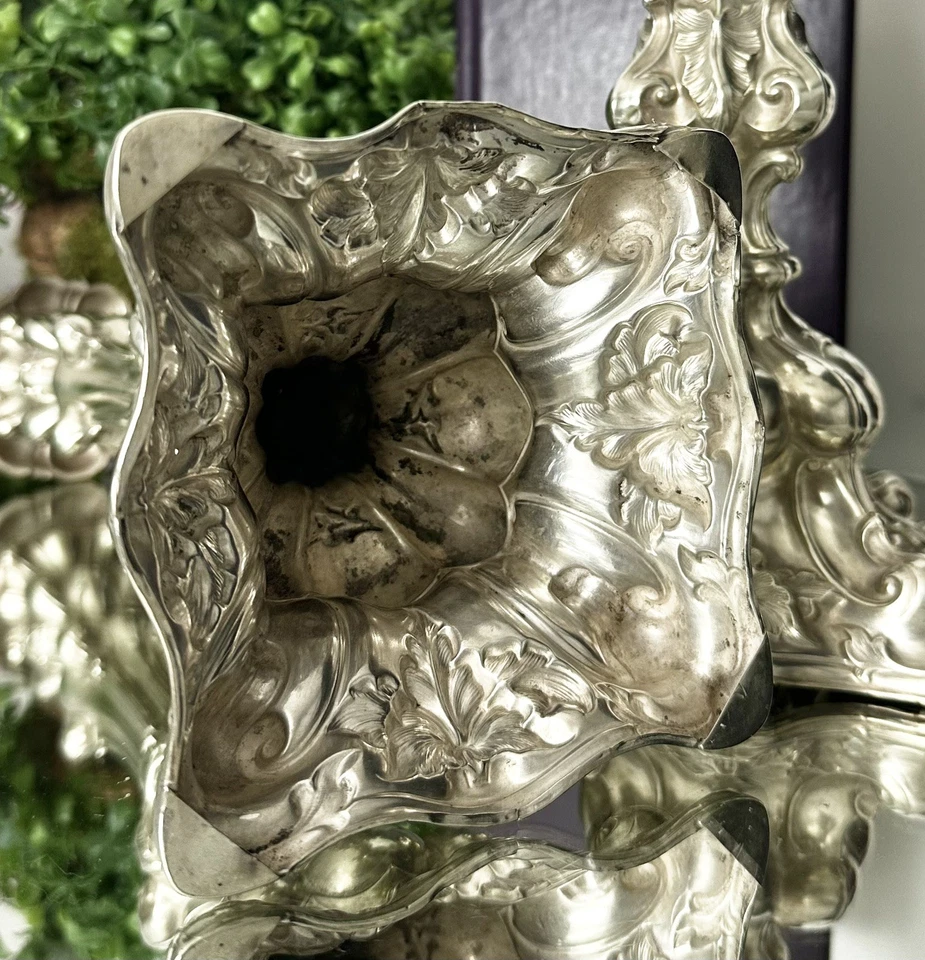 Silver Candlesticks Antique Baroque Candle Holders Silver Rococo German 19th C. - Image 4 of 4