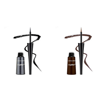Liquid Eyeliner Bundle   Black and Dark Brown, Quick-Dry, Precise Flexible Brush