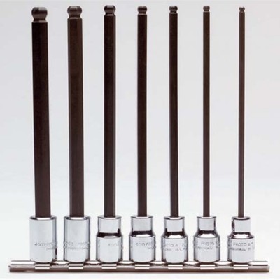 Stanley Proto J4900BD 3/8'' Drive 7 Piece Ball Style Extra Long Hex Bit Set