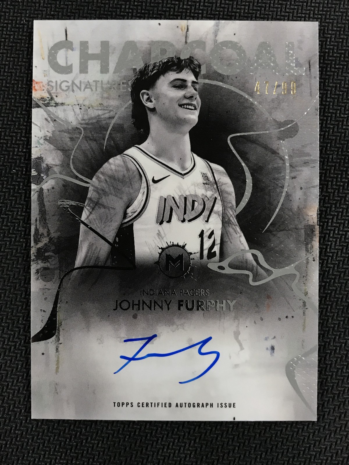 2025-26 Topps Motif #CS-JC Johnny Furphy Charcoal Signatures /99 Indiana Pacers