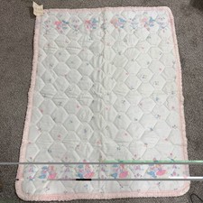 Vintage 1960s Triboro Baby Quilt Pink Dancing Children Windmill 36"x45"