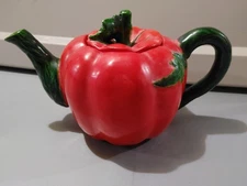 Vintage MCM Maruhon Ware Figrual Red Tomato/Pumpkin Tea Pot Japan
