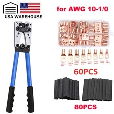 141PCS Copper Lugs Ring Terminals Bare Battery Welding Crimp Wire Connectors Kit