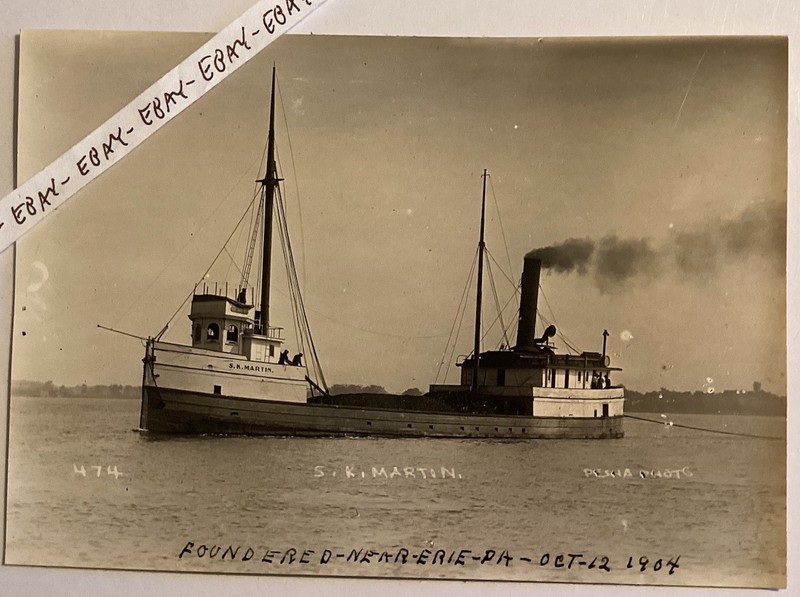 1883 S.K. MARTIN LUMBER STEAMER BUILT BENTON HARBOR MICHIGAN RARE PHOTO