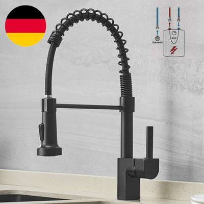 AIMADI Niederdruck Armatur Küche Niederdruckarmatur Schwarz Wasserhahn Durchlauf