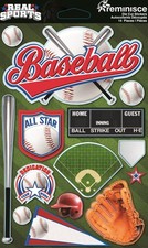 Baseball, scrapbook stickers, 4" x 9" - Reminisce RS152