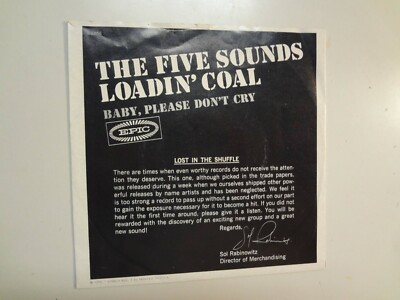 FIVE SOUNDS:Loadin  Coal-Baby,Please Don t Cry-U.S. 7'' 65 Epic 5-9856 DJ w/DJ SL
